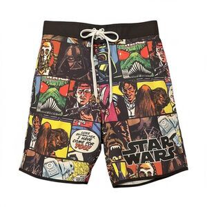 Disney Star Wars Men's Comic Panel Swim Trunks Bathing Suit Multicolor Size L